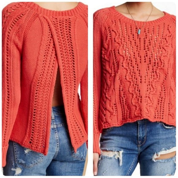 Free People Sweaters - free people "CRISS-CROSS" BACK CABLE KNIT SWEATER sz M